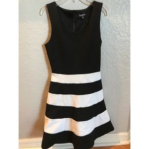 Black and white striped dress.